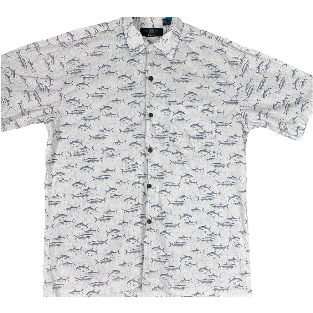 Orvis Tarpon Fish Short Sleeve Shirt Mens Large Fishing Button Up 100% Cotton
